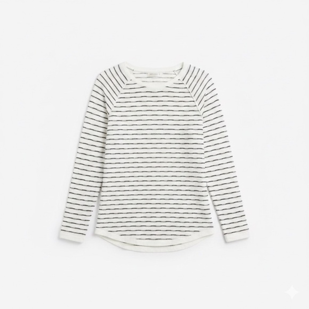 Karen Scott Women's 1X Black & White Striped Long Sleeve Top – Plus Size Cotton